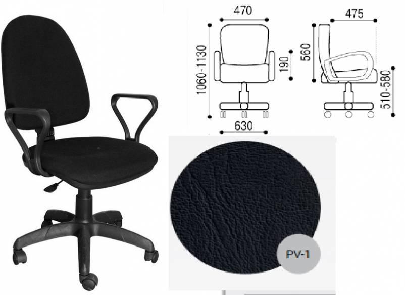 Норд кресло офисное кож/зам черный PV-1